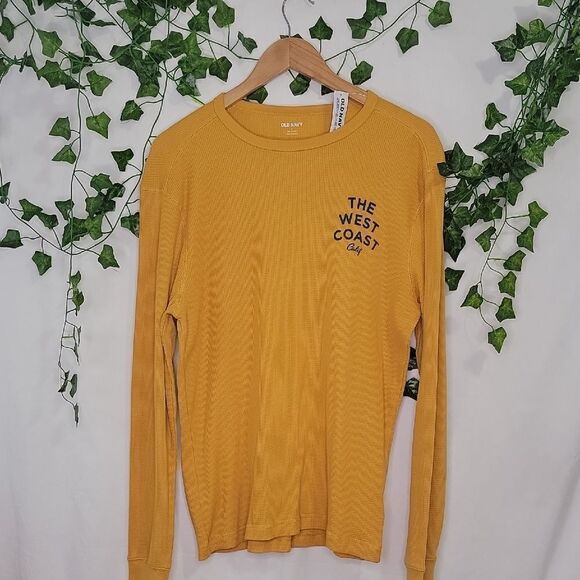 Old Navy. Thermal. Mustard Long Sleeve T-Shirt. Size Large. NWT - Picture 1 of 7